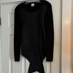 Cabi Black Long Sleeve Top Satin Front Tie